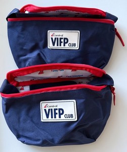2 Carnival VIFP Club Fanny Packs Blue w/ Red Zipper (9" long, 6" high, 2" wide)