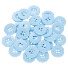 60pcs 28L Sewing Buttons 11/16" Resin Round Flat 4-Hole Craft Button, Light Blue