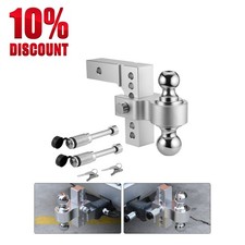 2 Receiver 6 Drop Rise Adjustable Trailer Tow Hitch Dual Ball-wlock 18500lb