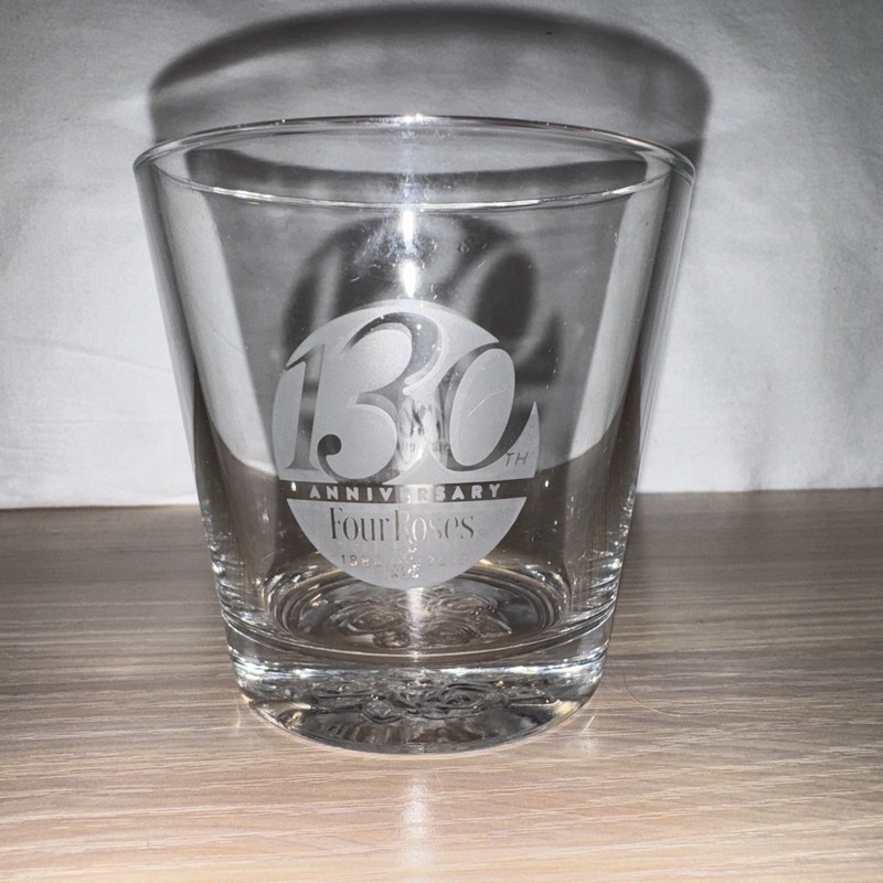 Four Roses Bourbon 130th Anniversay 3.1 Inch Embossed Whiskey Glass