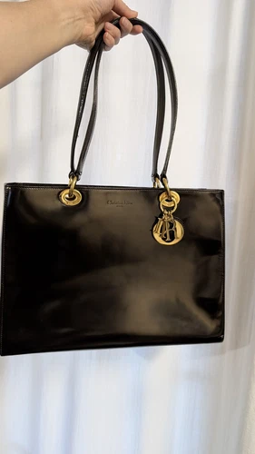 Sac cabas Christian Dior vintage Lady Dior marron glacé années 90