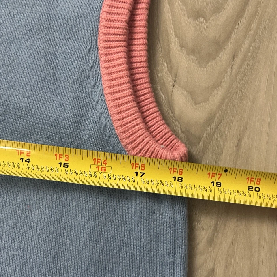 Boden Mujer Suéter Chaleco Lana Mezcla Cachemira Talla M Azul Amarillo Rosa Foto 3 de 4