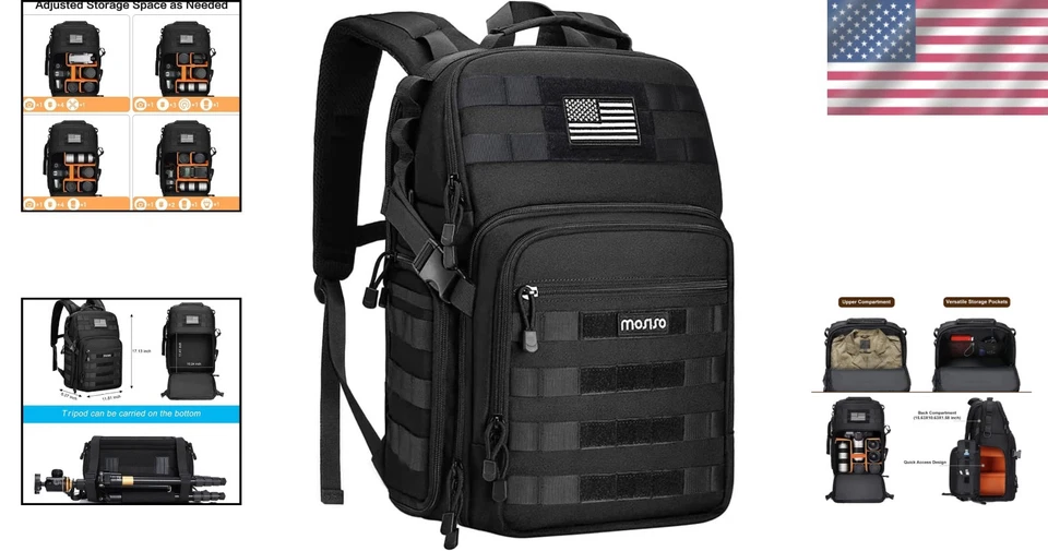 Mochila para cámara para Sony/Canon/Nikon con bolsillo antirrobo y soporte de hidratación Foto 2 de 4