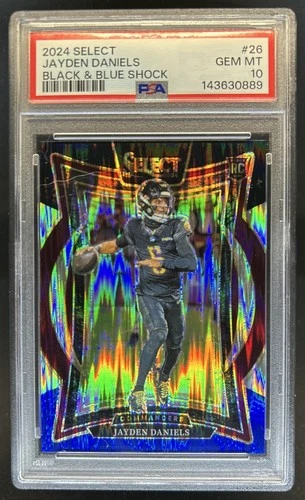 2024 Select Jayden Daniels Concourse RC Black and Blue Prizm Shock #26 PSA 10