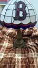 Boston Red Sox Tiffany Style Table Lamp Stained Glass MLB Decor 19" Vintage 2003