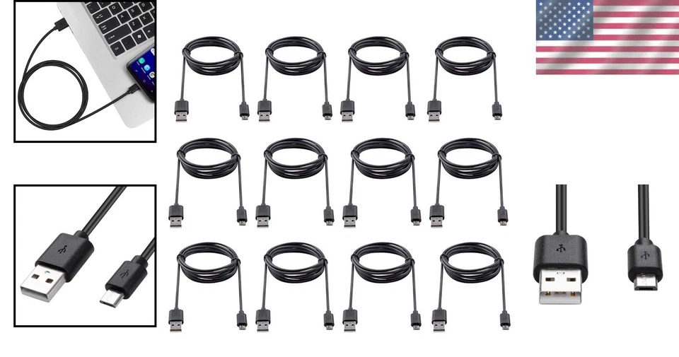 Convenient 12-Pack of 3ft Micro USB Charging Cables - Compatible & Reliable - Image 2 of 4