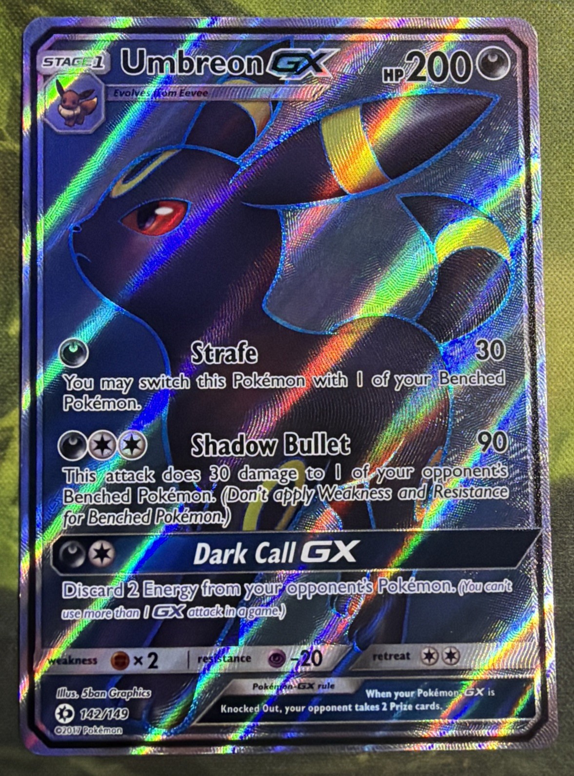 Umbreon GX Full Art 142/149 - Sun & Moon Base Set - Near Mint