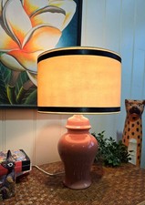 1970's Salmon Pink Ceramic Desk Lamp 48x32 cm Mid Century Table Light - GOSFORD