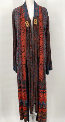 Vintage Carole Little Kimono Jacket Womens 6 Mixed Print Duster Artsy Boho USA