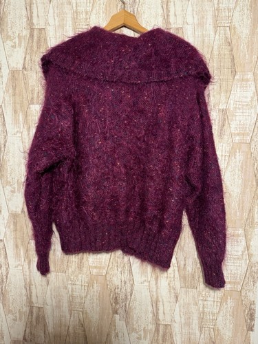 Vintage Evan Picone 2X Mohair Cardigan Sweater Womens Purple Artsy Cottagecore - Picture 6 of 7