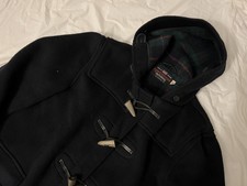 Gloverall Tartaneer Women’s Navy Hooded Wool Coat Duffes Vintage Usa 40 Eu 50
