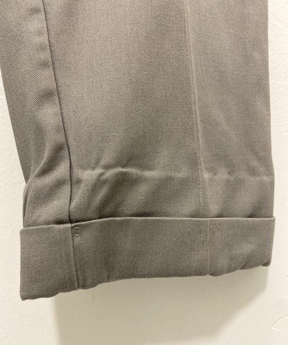 VINTAGE 60'S CHINO GRAY FADED WORK TALON CUFFED COTTON DRESS PANTS 32x26 RARE - Picture 8 of 17
