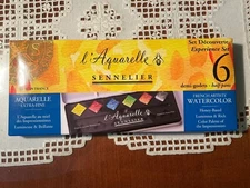 Sennelier I'Aquarelle French Artist Watercolor Paints Test Pack Set  6 half pans