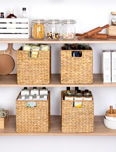 Collapsible Wicker Basket with Removable Liner, Hyacinth Storage Basket, 4-Pack) - Picture 6 of 8