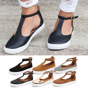 Womens-T-Bar-Ankle-Strap-Sandals-Ladies-Summer-Beach-Closed-Toe-Flat-Shoes-Size
