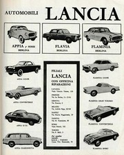 PUBBLICITA' 1961 MODELLI LANCIA APPIA G.T.E. LUSSO FLAMINIA COUPE' SPORT FLAVIA 