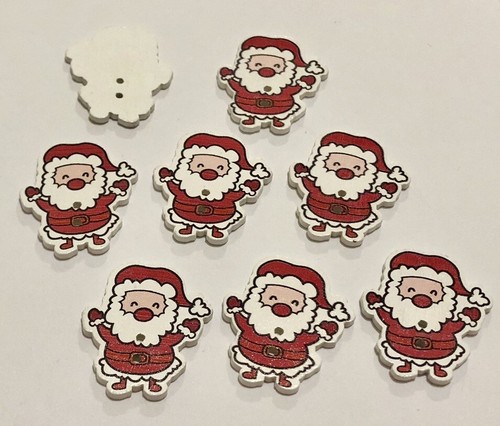 10 Wooden Santa Buttons 32mm Christmas A36-6 Aussie Seller - Picture 5 of 7