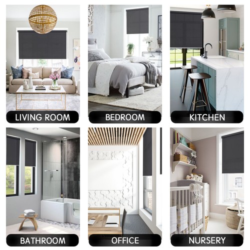 Vscreen Roller Blinds Privacy LIGHTFILTER Window Blinds in White & Charcoal - Picture 4 of 14