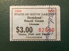 ICOLLECTZONE US South Dakota 1969 Resident Small Game Revenue Stamp VF used