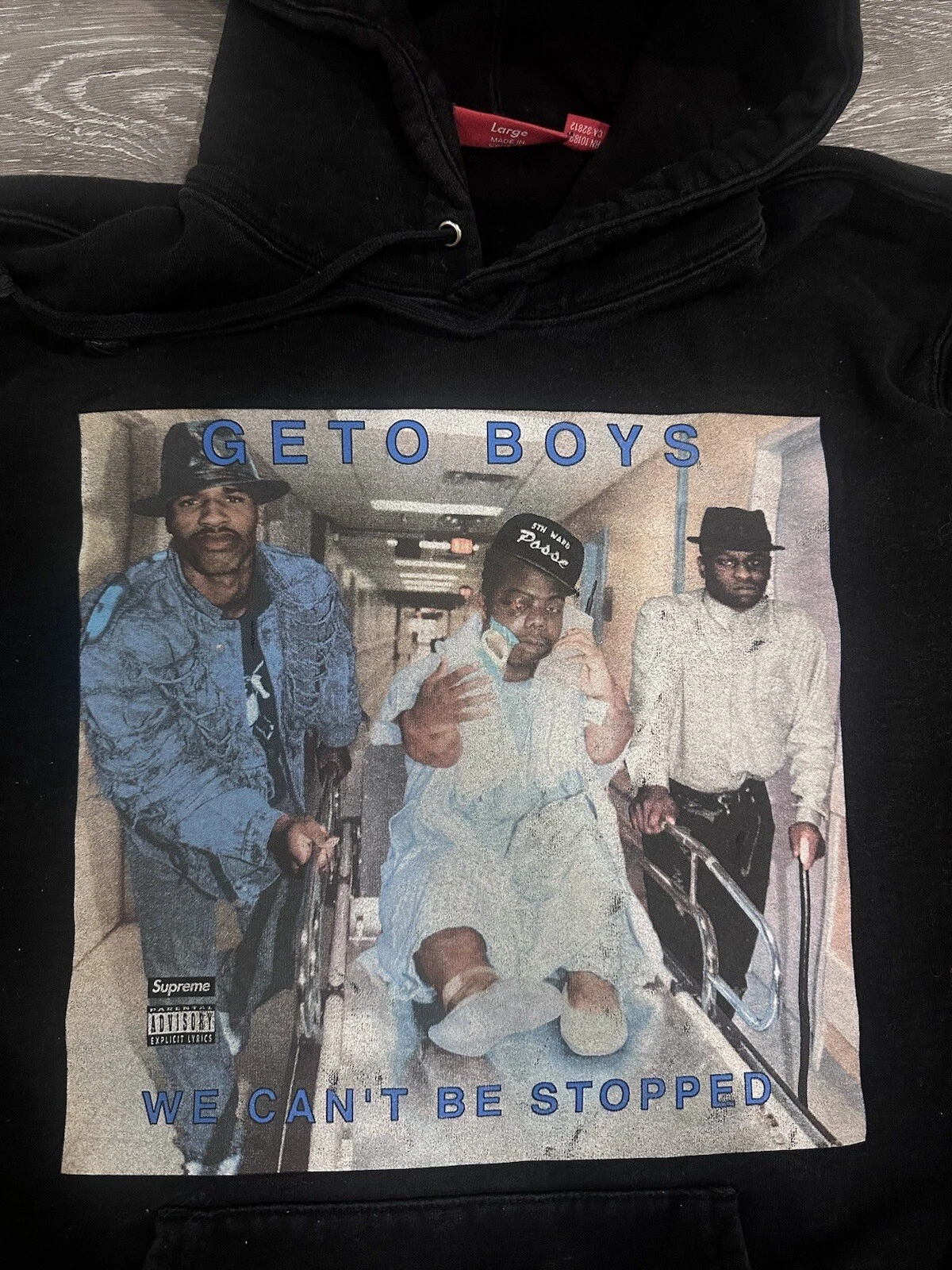 Sweat shirt à capuche Supreme Rap A Lot Geto garçons noir grand S/S 17 (convient moyen)
