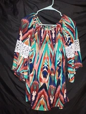 Win Win ~ Womens Multi Color Patterned Blouse ~ Women's Large - Extra Large New