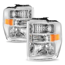 Fit 08-14 Ford E150 E250 E350 E450 Superduty Halogen Headlight Lamp Pair L+R