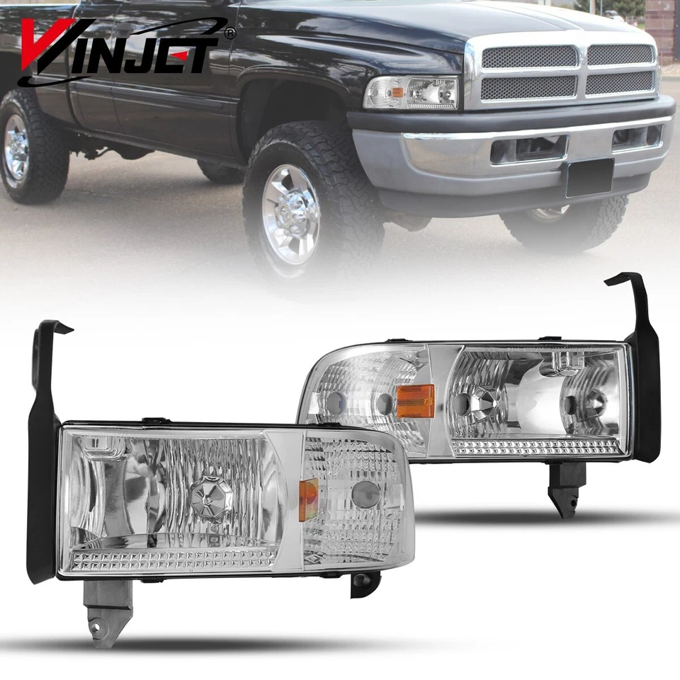 Faros cromados + luces antiniebla para Dodge Ram 1500 2500 3500 1994-2002 izquierda+derecha Foto 2 de 4
