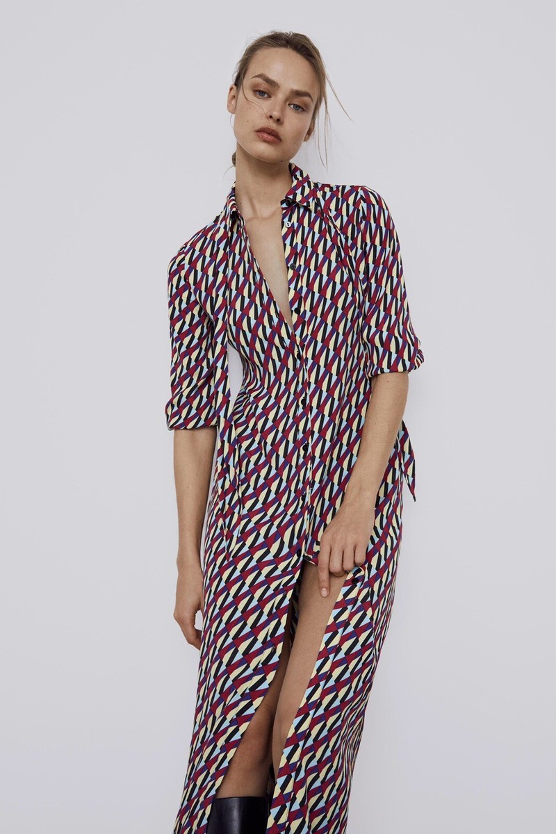 【りえ】 Zara Women Geometric Print Midi Dress 4786/258 | eBay