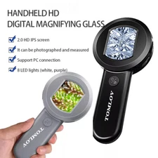 TOMLOV LED Digital Microscope for Gems Jeweler Magnifier Magnifying Glass Loupe