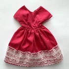 Vintage Barbie Doll Clone Pink Cotton Dress with Lace Handmade Mommy Made, Nice,