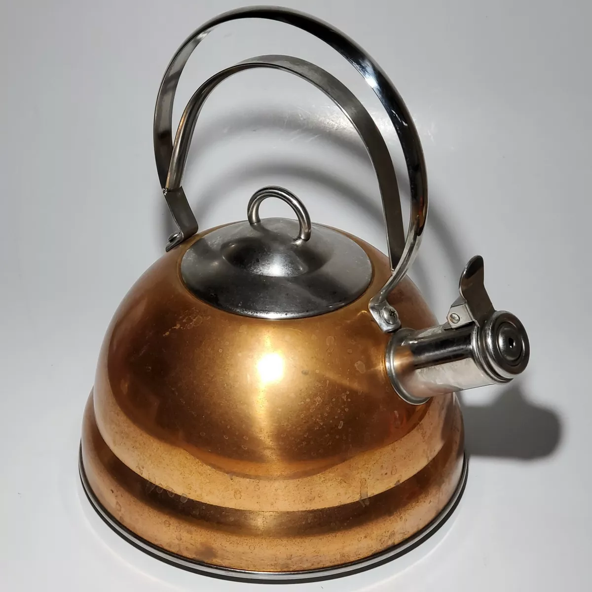 Copper whistling top tea kettle