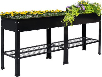Galvanized Steel Raised Garden Bed - Set of 2 Elevated Planter Boxes - Individua