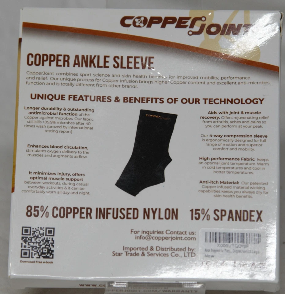 Copper Joint ankle sleeve 1pc uni-sex compression garment - Image 2 of 4