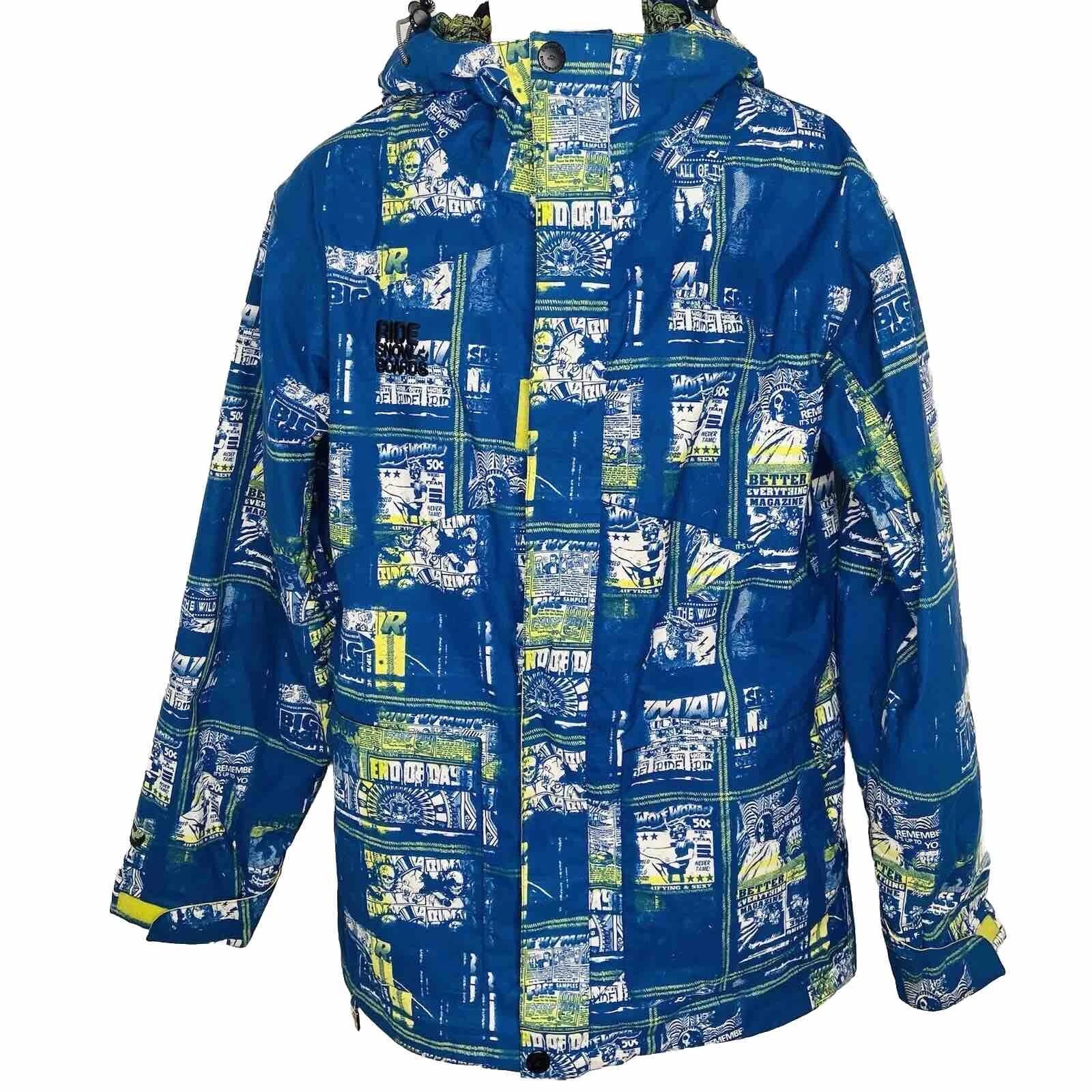 Ride Snowboards Ski Winter Snow Waterproof Breathable Hydrapel Jacket Blue Sz S