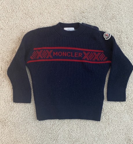 Moncler Toddler Girocollo Tricot Logo Wool Jumper Sweater Size 12 - 18 mo EUC