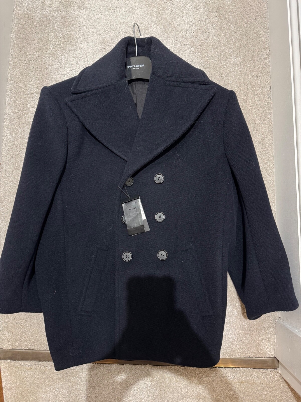 Saint Laurent navy womens wool coats size 10 image 2