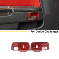 Inner Door Handle Bowl Cover Sticker Bezel for Dodge Challenger 09-14 Red Carbon