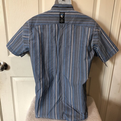 Kuhl blau Baumwolle Nylonmischung konische Passform Knopf US-Shirt Erwachsene Größe Medium - Bild 9 von 10