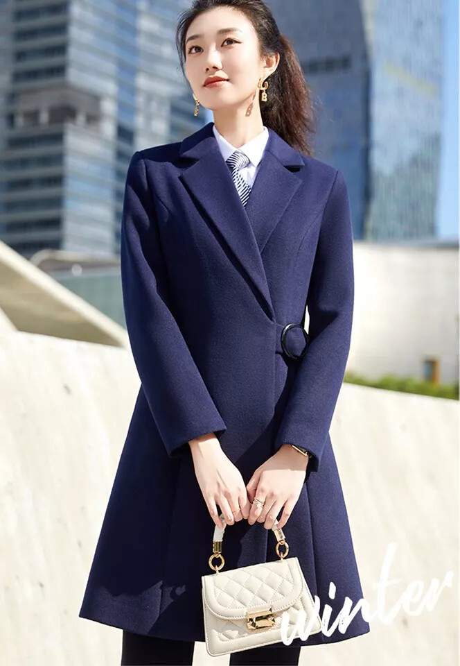 Cappotto Benetton Donna Cappotto Donna Giacca Lungo Cintura Blu