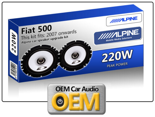 Fiat 500 Puerta Delantera Altavoces Alpine 17cm 6.5" Kit de para Coche 220W Max - Imagen 1 de 2