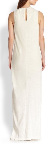 Maxi abito bianco avorio 100% cotone twist davanti taglia S $182+ colonna lunga elasticizzato - Foto 4 di 11