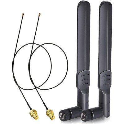 Omnidirektionale WLAN Antenne 2,4GHz 5GHz - 2er Set mit IPX zu RP-SMA Kabel
