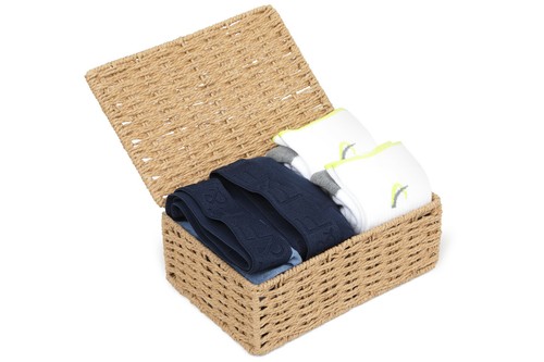 Arpan Paper Rope Storage Baskets Boxes Hampers Small Natural with Lids WB-9694S - Picture 5 of 5