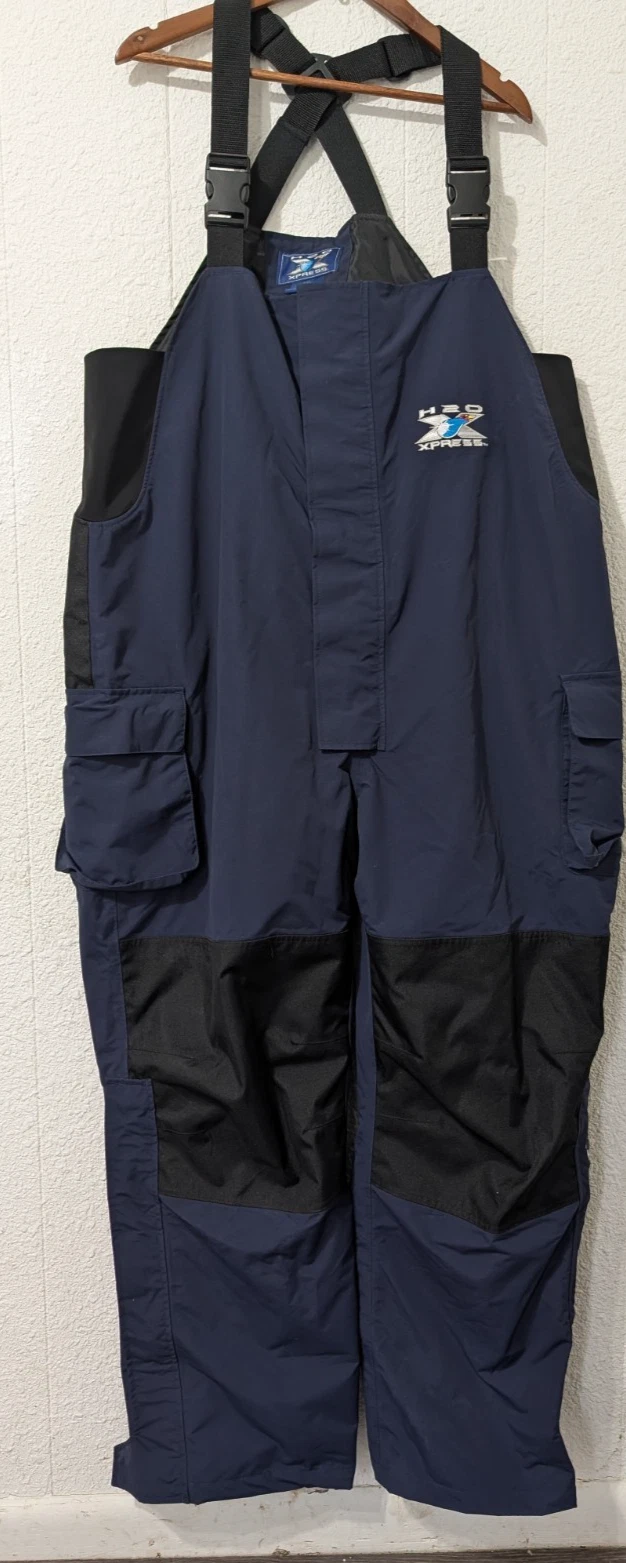 H20 Express fishing Bibs,, 2xl, Adjustable, Zip, Blue