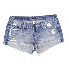 W1 Abercrombie Fitch Y2K Low Rise Jean Shorts Denim Shorts Distressed Size 6