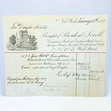 1871 Durfee Mills Fall River MA Coal Receipt Cumberland Coal Baltimore Textile