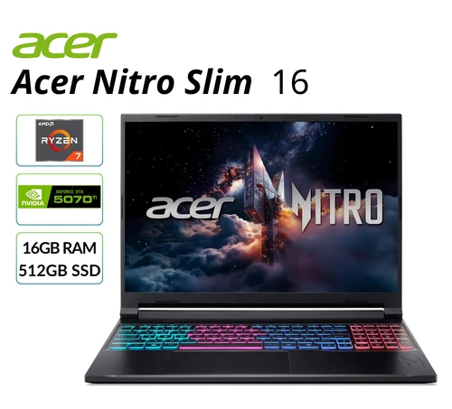 Acer Nitro Slim 16" Gaming Laptop RTX 5070 TI Ryzen AI 7 350 16GB RAM 512GB SSD