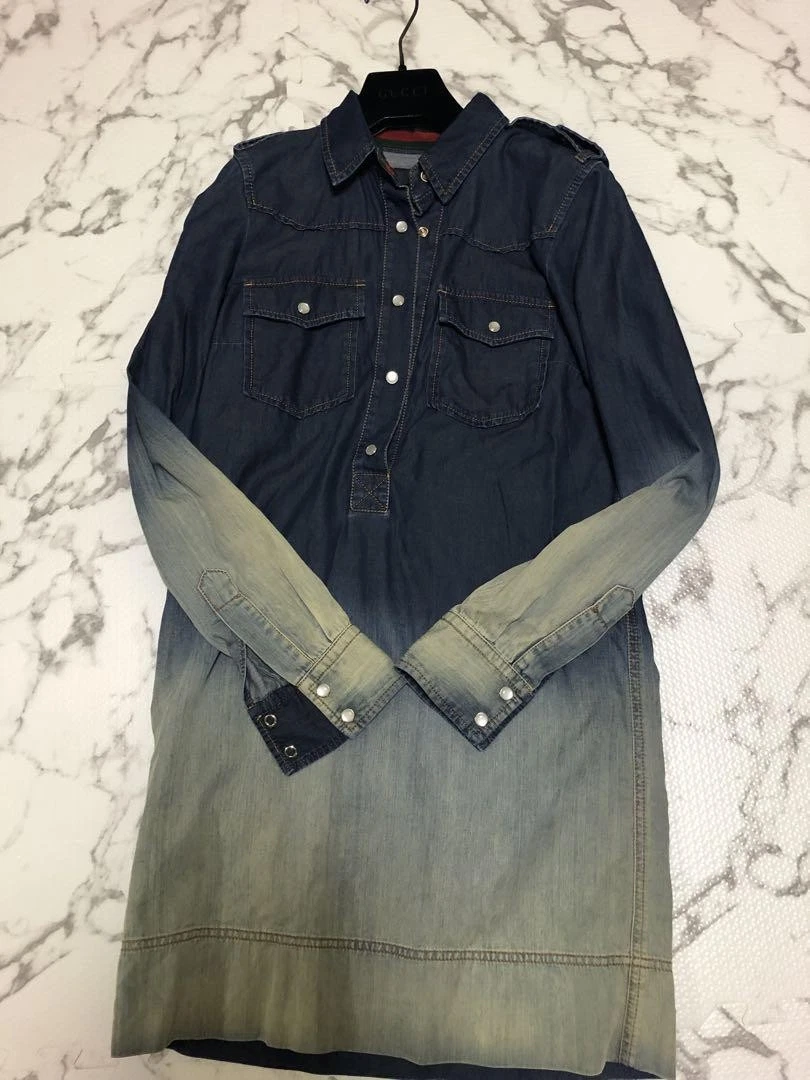Robe chemise femme GUCCI dégradé denim 38 marque F/S du Japon