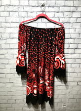 White Mark Women M Red/Black Off-Shoulder Crochet Hem Stretch Jersey Mini Dress