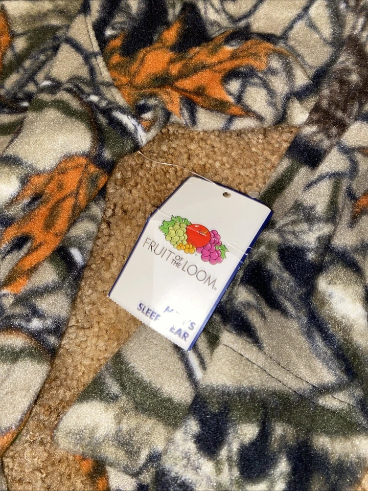 VTG Fruit Of The Loom Camo Camouflage Hunter Fatigue Style Fleece Bathrobe OSFA - Image 4 of 4